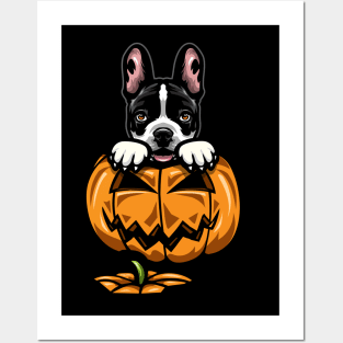 Halloween French Bulldog Pumpkin Posters and Art
